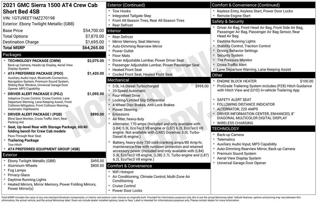 2021 GMC Sierra 1500 AT4