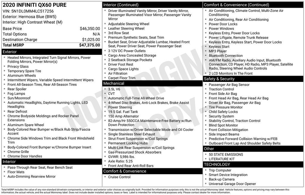 2020 INFINITI QX60 PURE